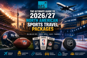 2026/27 North American Sports Travel Packages with NHL, NBA and NFL game tickets, flights, hotels and concierge travel services by MS Travel Concierge.